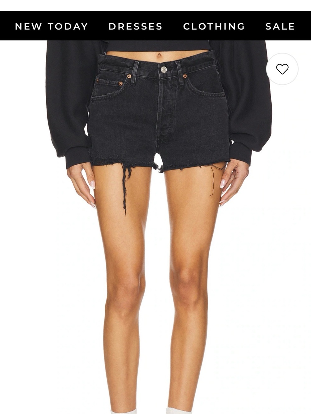 AGOLDE Parker Black Distressed High-Rise Jean Shorts
